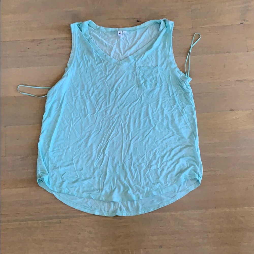 Cable and Gauge distressed aqua tank top